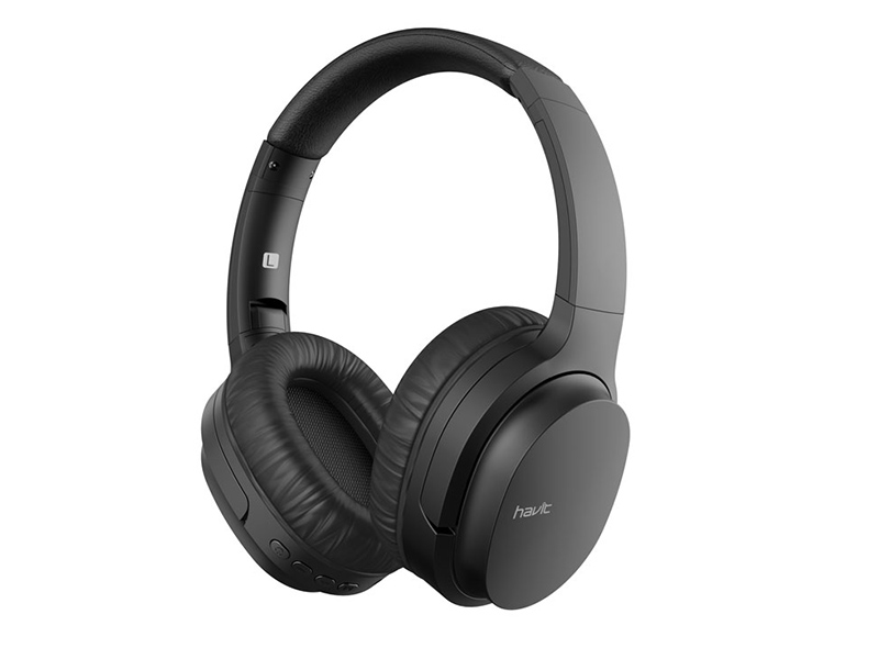 HV-I62: Bluetooth V5.0 90 degree Rotating, MicroSD, MP3, AXU jack, Wireless headphone with Mic_Black color